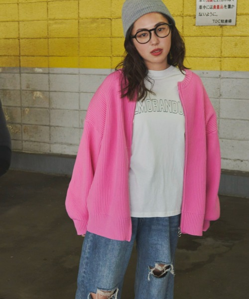 Auntie Rosa Holiday（アンティローザホリデー）の「フルジップニットオーバーカーディガン（カーディガン/ボレロ・レディース・ブラック/ピンク/アイボリー・FREE）」の16枚目の写真