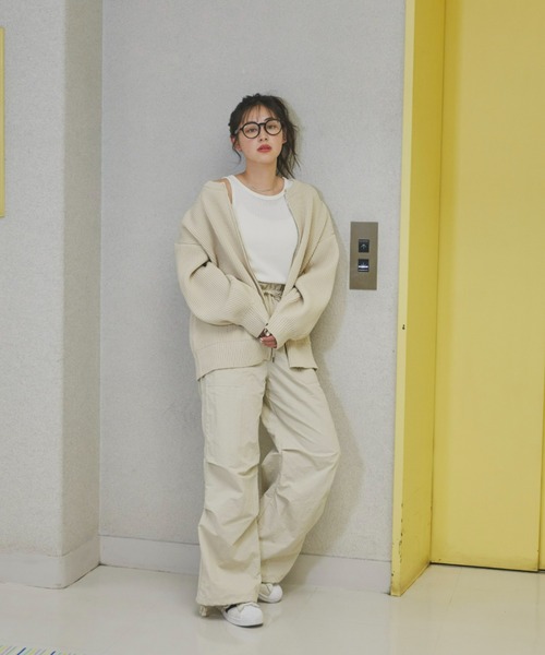 Auntie Rosa Holiday（アンティローザホリデー）の「フルジップニットオーバーカーディガン（カーディガン/ボレロ・レディース・ブラック/ピンク/アイボリー・FREE）」の18枚目の写真