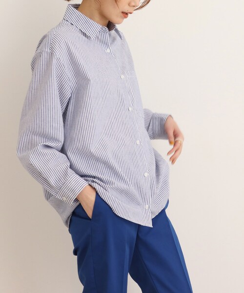 SHOO・LA・RUE(シューラルー)の「◆【UVカット/抗菌防臭/吸水速乾】大人のためのフレンチリネンブレンド前あきシャツ(シャツ/ブラウス・レディース・ピンク系その他/レモンイエロー/ホワイト系/ブラック系1/ライトグリーン系2/ブルー系2/ライトパープル/マスタード/カーキ/ライトブルー・03/02/04)」の7枚目の写真