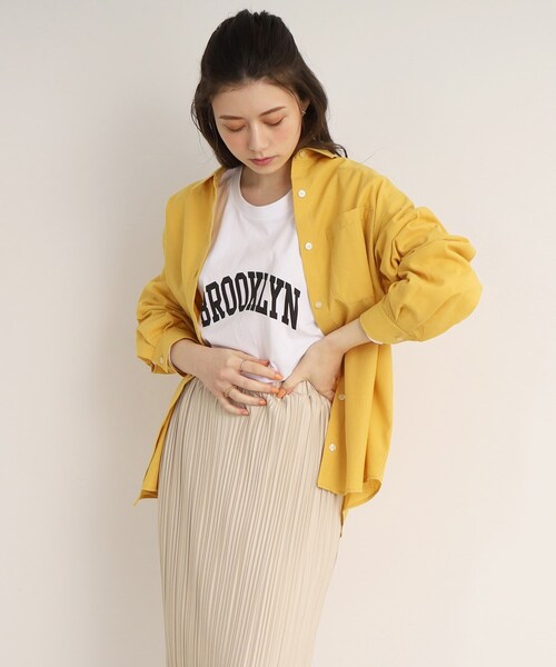 SHOO・LA・RUE(シューラルー)の「◆【UVカット/抗菌防臭/吸水速乾】大人のためのフレンチリネンブレンド前あきシャツ(シャツ/ブラウス・レディース・ピンク系その他/レモンイエロー/ホワイト系/ブラック系1/ライトグリーン系2/ブルー系2/ライトパープル/マスタード/カーキ/ライトブルー・03/02/04)」の1枚目の写真