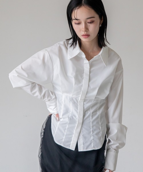 VACANCY(ヴァカンシー)の「コルセットブロードシャツ(シャツ/ブラウス・レディース・ホワイト/ライトグリーン/ブラック・FREE)」の2枚目の写真