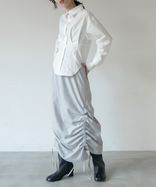 VACANCY(ヴァカンシー)の「コルセットブロードシャツ(シャツ/ブラウス・レディース・ホワイト/ライトグリーン/ブラック・FREE)」の10枚目の写真