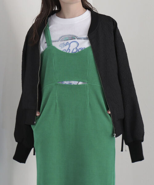 fredy emue（フレディエミュ）の「ワイドリブキャミワンピース（ワンピース・レディース・ブラック/アイボリー/グリーン・38）」の3枚目の写真