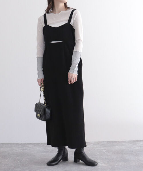 fredy emue（フレディエミュ）の「ワイドリブキャミワンピース（ワンピース・レディース・ブラック/アイボリー/グリーン・38）」の2枚目の写真