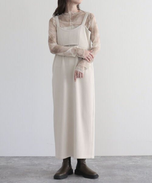 fredy emue（フレディエミュ）の「ワイドリブキャミワンピース（ワンピース・レディース・ブラック/アイボリー/グリーン・38）」の4枚目の写真