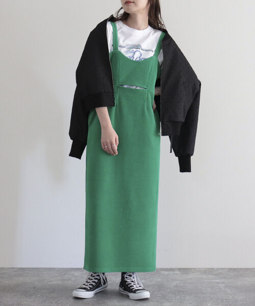 fredy emue（フレディエミュ）の「ワイドリブキャミワンピース（ワンピース・レディース・ブラック/アイボリー/グリーン・38）」の12枚目の写真