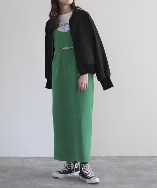 fredy emue（フレディエミュ）の「ワイドリブキャミワンピース（ワンピース・レディース・ブラック/アイボリー/グリーン・38）」の13枚目の写真