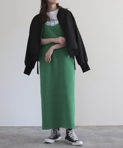 fredy emue（フレディエミュ）の「ワイドリブキャミワンピース（ワンピース・レディース・ブラック/アイボリー/グリーン・38）」の14枚目の写真