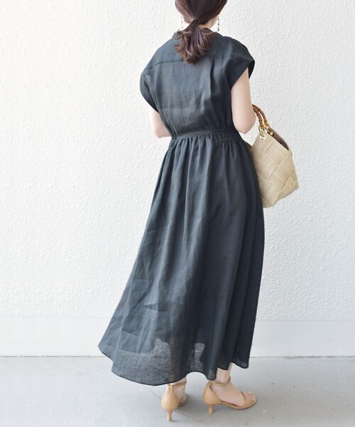 【極美品】SHIPS　シップス　薄スカイブルー　　ワンピース　ギャザー　上品 セール】 カッセンギャザーワンピース◇ （ロング・マキシ丈
