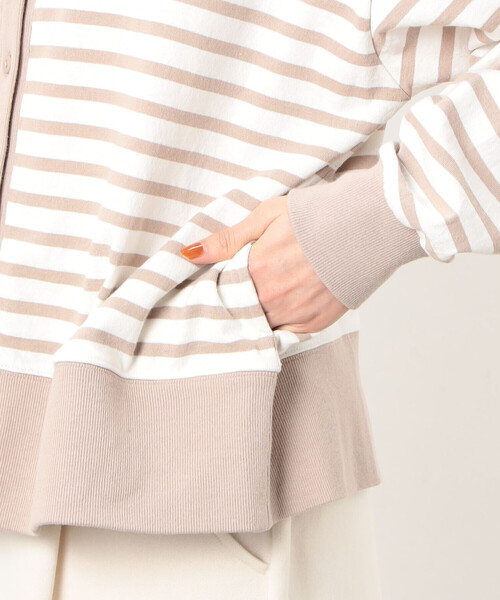ONIGIRI（オニギリ）の「ボーダークルーネックカーディガン（カーディガン/ボレロ・レディース・ベージュ/グリーン系その他/ホワイト×ネイビー・FREE）」の15枚目の写真