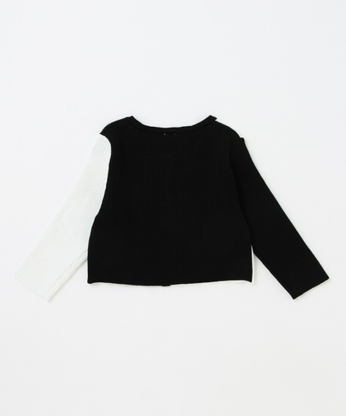 petit main（プティマイン）の「バイカラーカーディガン（ニット/セーター・キッズ・オフホワイト/ライトベージュ/ブラック・L/M/S）」の4枚目の写真