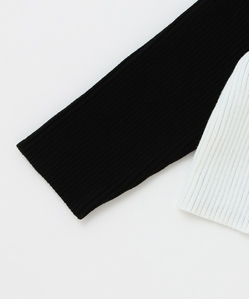 petit main（プティマイン）の「バイカラーカーディガン（ニット/セーター・キッズ・オフホワイト/ライトベージュ/ブラック・L/M/S）」の6枚目の写真