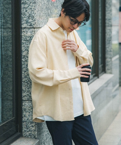 coca(coca)(コカ)の「メンズリネンタッチシャツ(シャツ/ブラウス・メンズ・ネイビー/ベージュ・L/M/XL)」の1枚目の写真