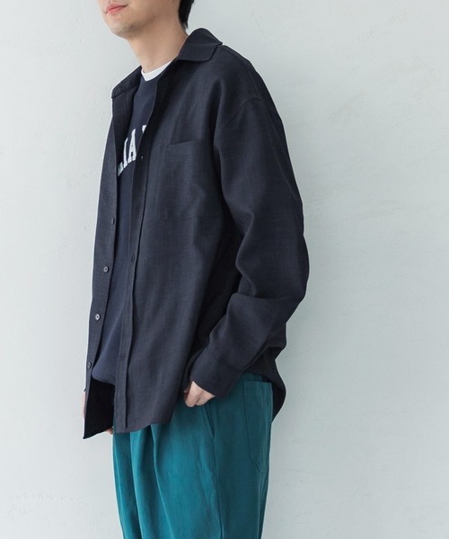 coca(coca)(コカ)の「メンズリネンタッチシャツ(シャツ/ブラウス・メンズ・ネイビー/ベージュ・L/M/XL)」の8枚目の写真