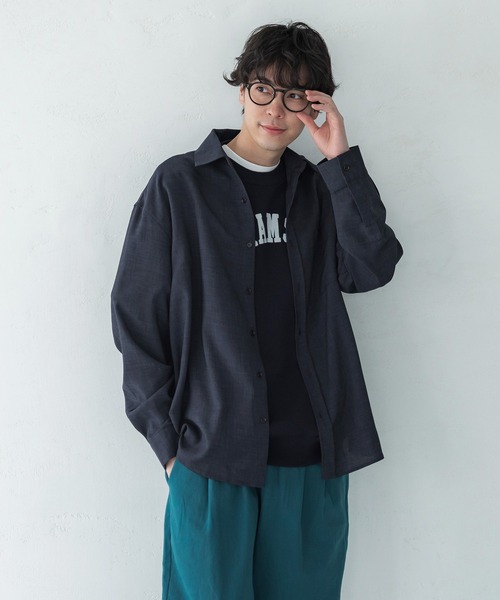 coca(coca)(コカ)の「メンズリネンタッチシャツ(シャツ/ブラウス・メンズ・ネイビー/ベージュ・L/M/XL)」の9枚目の写真