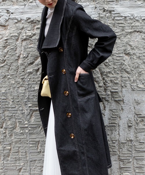 【完売品】FASHION NOVA☆デニムトレンチコートMedium Wash FASHION NOVA☆デニムトレンチコートMedium Wash