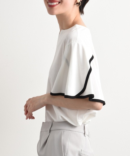 INTERPLANET（インタープラネット）の「【接触冷感】前後2ＷＡＹ配色パイピングプルオーバー（Tシャツ/カットソー・レディース・オフホワイト/グレイッシュベージュ/ブラック・FREE）」の22枚目の写真