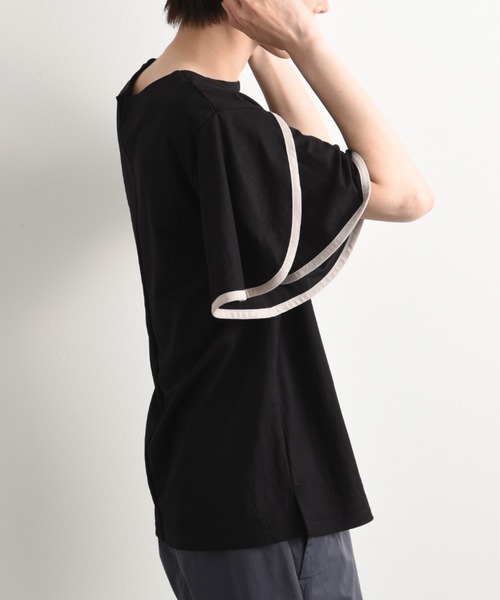 INTERPLANET（インタープラネット）の「【接触冷感】前後2ＷＡＹ配色パイピングプルオーバー（Tシャツ/カットソー・レディース・オフホワイト/グレイッシュベージュ/ブラック・FREE）」の6枚目の写真