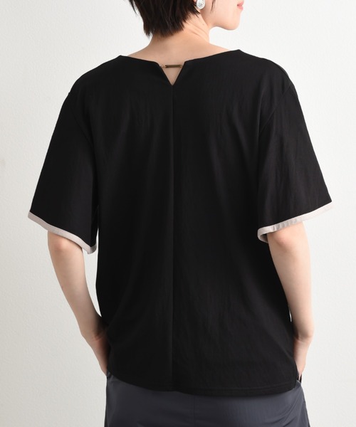 INTERPLANET（インタープラネット）の「【接触冷感】前後2ＷＡＹ配色パイピングプルオーバー（Tシャツ/カットソー・レディース・オフホワイト/グレイッシュベージュ/ブラック・FREE）」の7枚目の写真