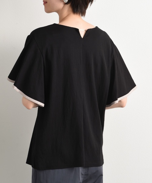 INTERPLANET（インタープラネット）の「【接触冷感】前後2ＷＡＹ配色パイピングプルオーバー（Tシャツ/カットソー・レディース・オフホワイト/グレイッシュベージュ/ブラック・FREE）」の8枚目の写真