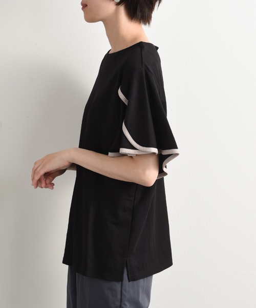 INTERPLANET（インタープラネット）の「【接触冷感】前後2ＷＡＹ配色パイピングプルオーバー（Tシャツ/カットソー・レディース・オフホワイト/グレイッシュベージュ/ブラック・FREE）」の9枚目の写真