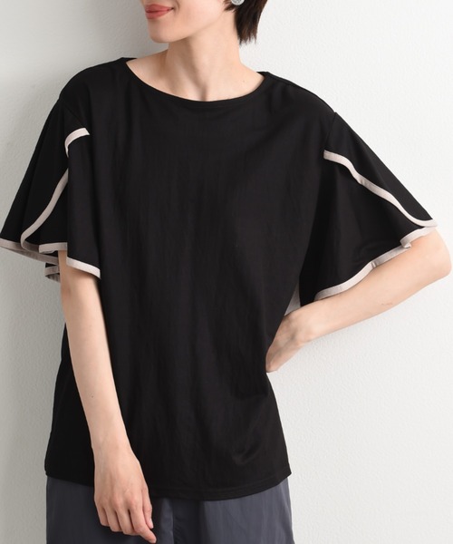 INTERPLANET（インタープラネット）の「【接触冷感】前後2ＷＡＹ配色パイピングプルオーバー（Tシャツ/カットソー・レディース・オフホワイト/グレイッシュベージュ/ブラック・FREE）」の10枚目の写真