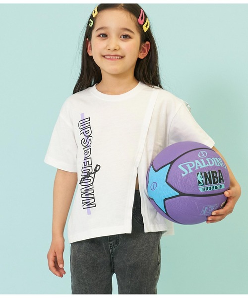 ANAP kids（アナップキッズ）の「前スリットビッグトップスTシャツ（Tシャツ/カットソー・キッズ・ホワイト/ベージュ/ブラック・130cm/120cm/110cm）」の2枚目の写真