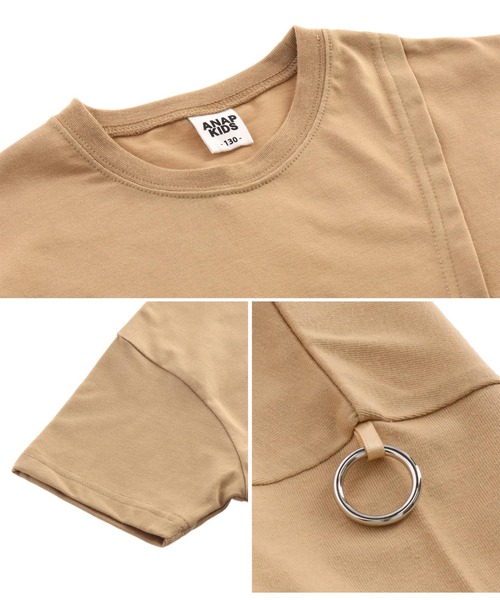 ANAP kids（アナップキッズ）の「前スリットビッグトップスTシャツ（Tシャツ/カットソー・キッズ・ホワイト/ベージュ/ブラック・130cm/120cm/110cm）」の8枚目の写真