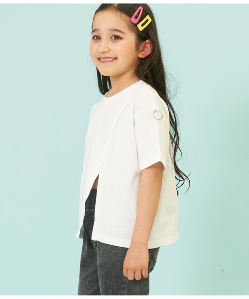 ANAP kids（アナップキッズ）の「前スリットビッグトップスTシャツ（Tシャツ/カットソー・キッズ・ホワイト/ベージュ/ブラック・130cm/120cm/110cm）」の11枚目の写真