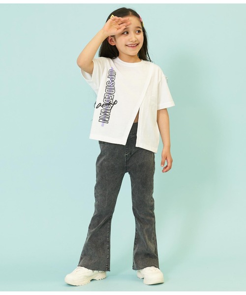 ANAP kids（アナップキッズ）の「前スリットビッグトップスTシャツ（Tシャツ/カットソー・キッズ・ホワイト/ベージュ/ブラック・130cm/120cm/110cm）」の4枚目の写真