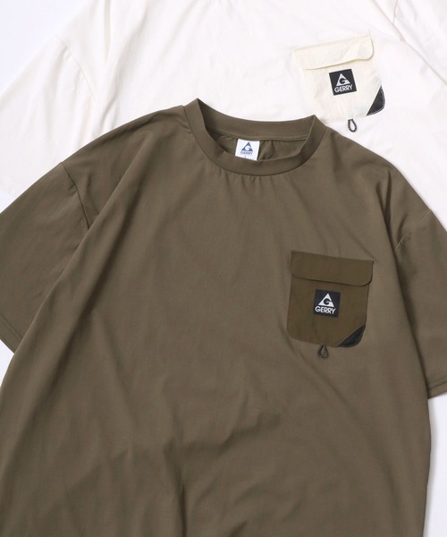 GERRY(ジェリー)の「GERRY/ジェリー オーバーサイズ ナイロンポケット/バックプリント ロゴ ワンポイント刺繍 半袖Tシャツ/水陸両用/吸水速乾/UVカット/シワ防止/ストレッチ/ドライタッチ(Tシャツ/カットソー・メンズ・アイボリー/カーキ/ブラック/ブラック系その他/ホワイト系その他/グリーン系その他/グリーン系その他2/ネイビー/ブルー系その他・M/L/LL)」の7枚目の写真