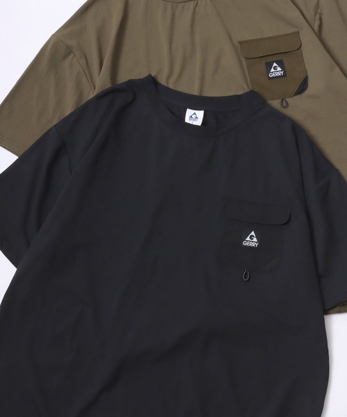 GERRY(ジェリー)の「GERRY/ジェリー オーバーサイズ ナイロンポケット/バックプリント ロゴ ワンポイント刺繍 半袖Tシャツ/水陸両用/吸水速乾/UVカット/シワ防止/ストレッチ/ドライタッチ(Tシャツ/カットソー・メンズ・アイボリー/カーキ/ブラック/ブラック系その他/ホワイト系その他/グリーン系その他/グリーン系その他2/ネイビー/ブルー系その他・M/L/LL)」の4枚目の写真