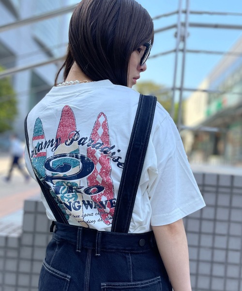 Piko（ピコ）の「PIKO ピコ ブランド ロゴ ワンポイント 刺繍 バッグプリント 半袖 Tシャツ（Tシャツ/カットソー・メンズ・スミクロ/オフホワイト/サックスブルー・M/L/LL）」の17枚目の写真