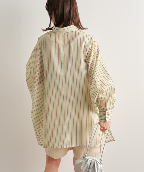 CIAOPANIC TYPY（チャオパニックティピー）の「シアーストライプドルマンビッグシャツ（シャツ/ブラウス・レディース・パープル/ネイビー/オレンジ/ベージュ/ピンク・ONE SIZE）」の9枚目の写真