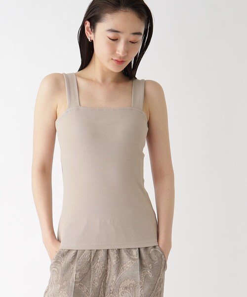 OPAQUE.CLIP（オペークドットクリップ）の「◆GIZAコットン ワイドストラップキャミソール（タンクトップ・レディース・ブラック/オフホワイト/キャメル・38/40）」の3枚目の写真