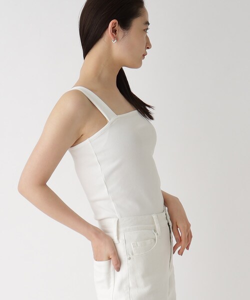 OPAQUE.CLIP（オペークドットクリップ）の「◆GIZAコットン ワイドストラップキャミソール（タンクトップ・レディース・ブラック/オフホワイト/キャメル・38/40）」の15枚目の写真