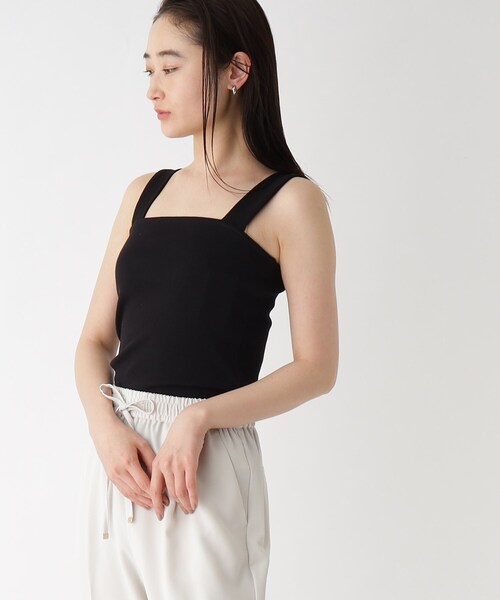 OPAQUE.CLIP（オペークドットクリップ）の「◆GIZAコットン ワイドストラップキャミソール（タンクトップ・レディース・ブラック/オフホワイト/キャメル・38/40）」の6枚目の写真