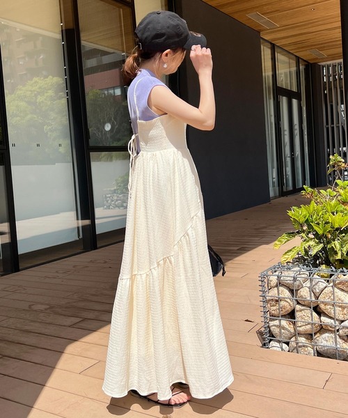 KOBE LETTUCE（コウベレタス）の「[ プチレタス ] ふくれジャガードバックリボンキャミワンピース（ワンピース・レディース・ブラウン系/ブラック/オフホワイト/チャコールグレー・PM）」の21枚目の写真