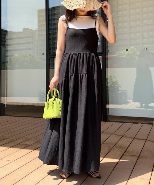 KOBE LETTUCE（コウベレタス）の「[ プチレタス ] ふくれジャガードバックリボンキャミワンピース（ワンピース・レディース・ブラウン系/ブラック/オフホワイト/チャコールグレー・PM）」の17枚目の写真