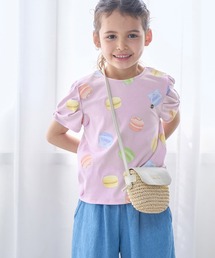 ROPE' PICNIC（ロペピクニック）の「【KIDS】リンクコーデ/リボンスリーブマカロン柄カットソー（Tシャツ/カットソー・キッズ）」