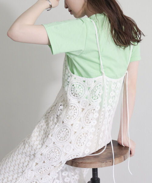 fredy emue（フレディエミュ）の「レース切替キャミワンピース（ワンピース・レディース・チャコールグレー/アイボリー・38）」の8枚目の写真