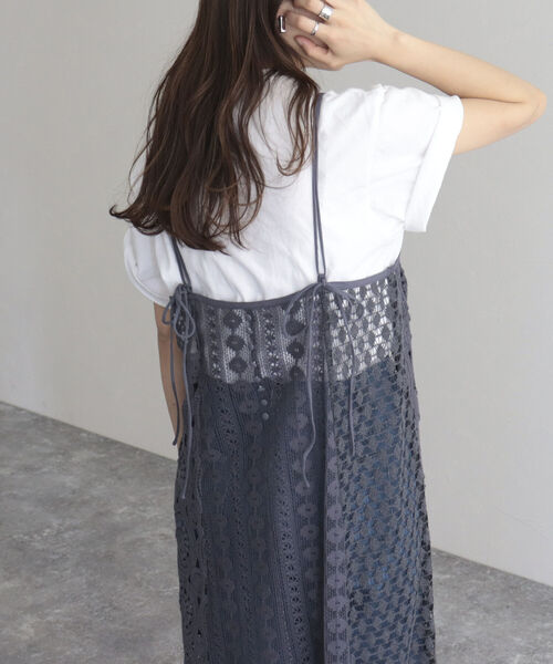 fredy emue（フレディエミュ）の「レース切替キャミワンピース（ワンピース・レディース・チャコールグレー/アイボリー・38）」の17枚目の写真