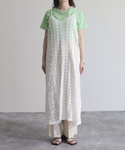 fredy emue（フレディエミュ）の「レース切替キャミワンピース（ワンピース・レディース・チャコールグレー/アイボリー・38）」の10枚目の写真