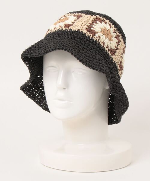 HIKA(ヒカ)の「【HIKA】花柄 クロシェ編みHAT(ハット・レディース・ベージュ/ブラック/ホワイト/ピンク/ブラック系その他/ブラック系その他2/カーキ/グリーン/ベージュ系その他・FREE)」の5枚目の写真