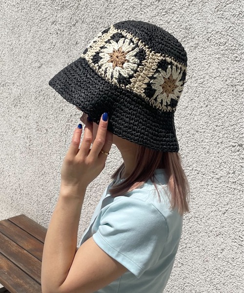 【花柄と編み込みが映える逸品☆】HERMES Harper Bloomハット ハット-《ハーパー・ブルーム》-