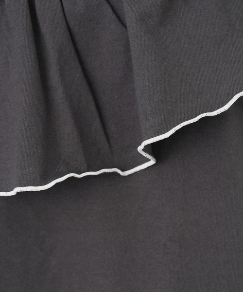 CIAOPANIC TYPY（チャオパニックティピー）の「【KIDS】USAコットン2WAYフリルビッグカラーノースリーブ（Tシャツ/カットソー・キッズ・チャコールグレー/サックスブルー/アイボリー/ブルー・S/M/L/XL/XXL）」の9枚目の写真