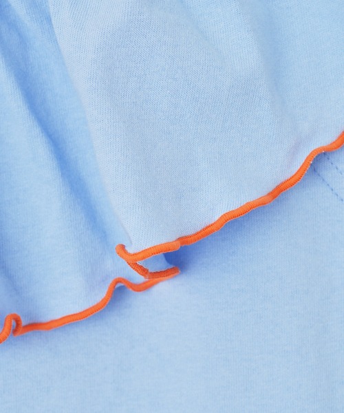 CIAOPANIC TYPY（チャオパニックティピー）の「【KIDS】USAコットン2WAYフリルビッグカラーノースリーブ（Tシャツ/カットソー・キッズ・チャコールグレー/サックスブルー/アイボリー/ブルー・S/M/L/XL/XXL）」の6枚目の写真