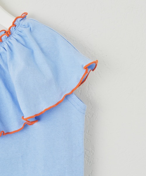 CIAOPANIC TYPY（チャオパニックティピー）の「【KIDS】USAコットン2WAYフリルビッグカラーノースリーブ（Tシャツ/カットソー・キッズ・チャコールグレー/サックスブルー/アイボリー/ブルー・S/M/L/XL/XXL）」の17枚目の写真