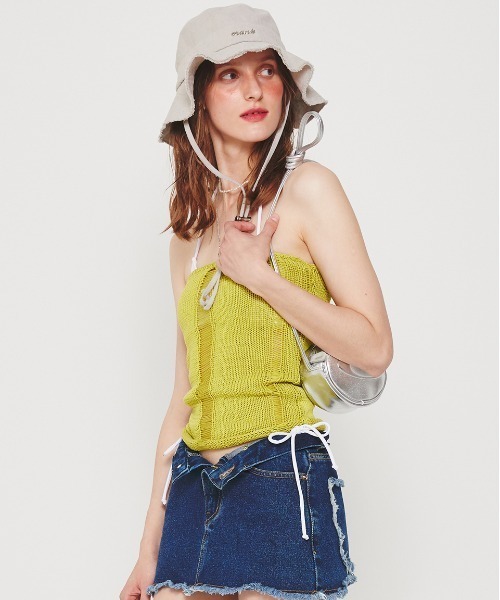 CRANK（クランク）の「【CRANK/クランク】LOGO STRING BUCKET HAT / サファリハット ストリング バケットハット（ハット・レディース・ブラック/ベージュ/ブルー・ONE SIZE）」の2枚目の写真