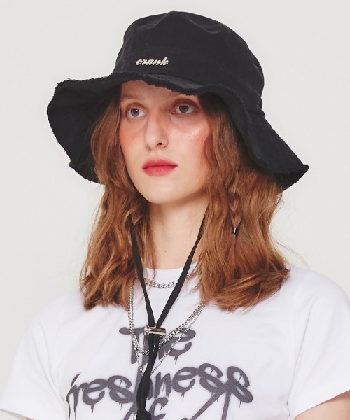 CRANK（クランク）の「【CRANK/クランク】LOGO STRING BUCKET HAT / サファリハット ストリング バケットハット（ハット・レディース・ブラック/ベージュ/ブルー・ONE SIZE）」の12枚目の写真